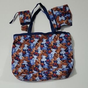 NWOT Bears Tote Bag With Wallet, Keychain, and Toiletry Bag